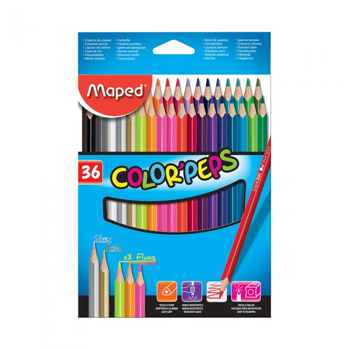 الوان خشبي 36لون طويل مثلثي مابد MAPED-832017