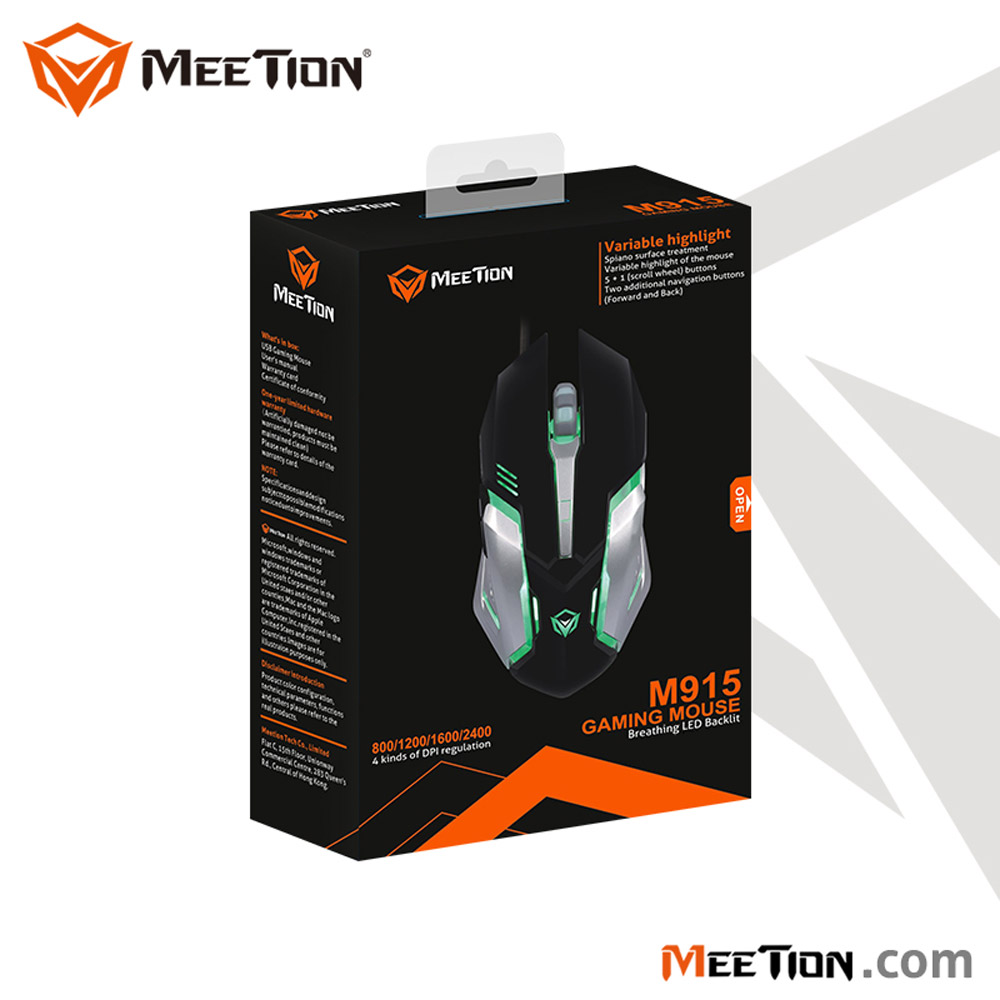 ماوس ألعاب بإضاءة خلفية للكمبيوتر المبتدئين MEETION MT M915GAMING