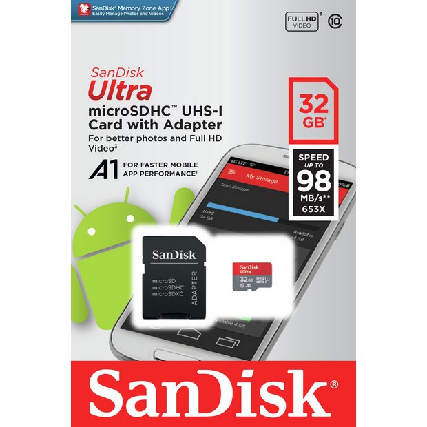 ذاكرة تخزين مع الـ SANDISK_ULTRA-32GB- ADAPTER